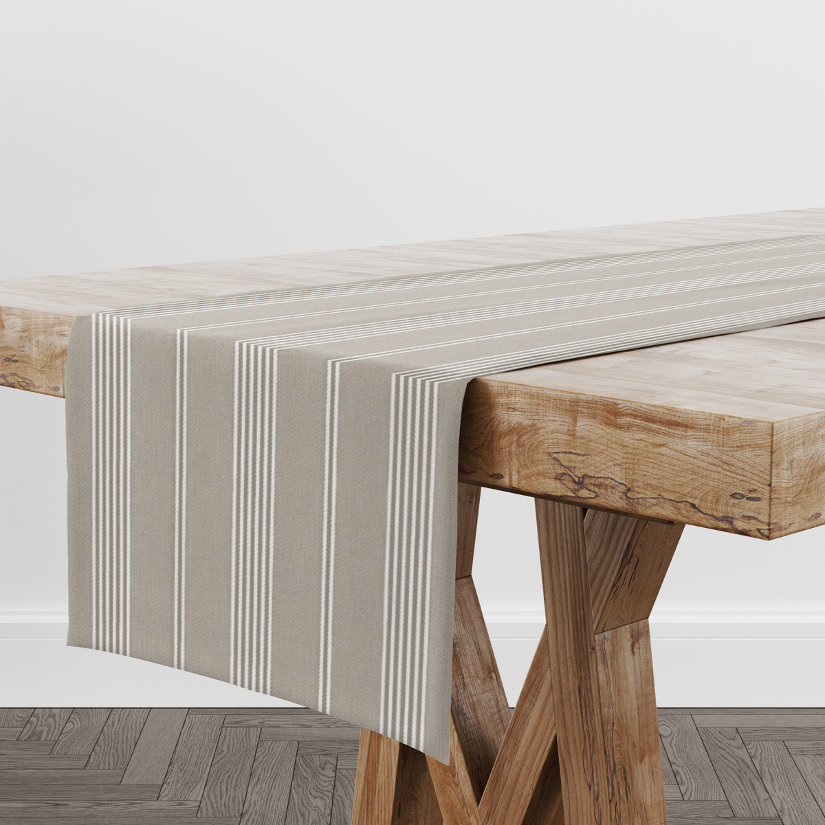 Brodsworth Linen Beige Stripe Table Runner