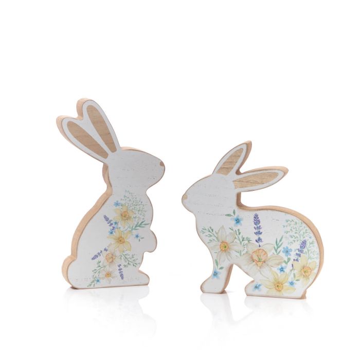 Bunny Floral Wood Block