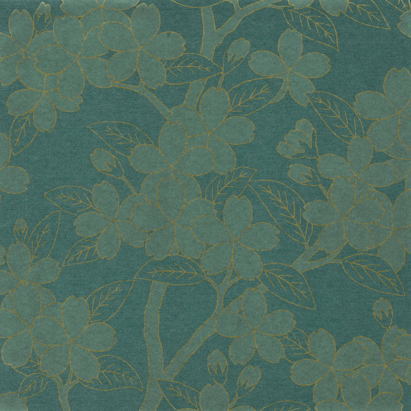 Little Greene Camellia Wallpaper - Teal