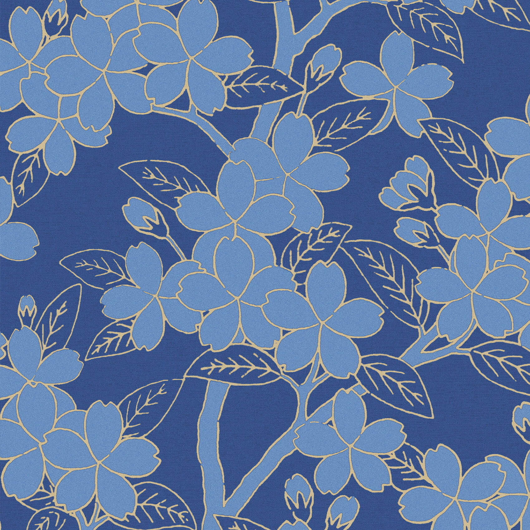 Little Greene Camellia Wallpaper - Smalt