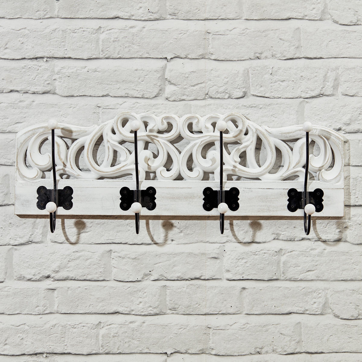 White And Black Carved Wall Hooks