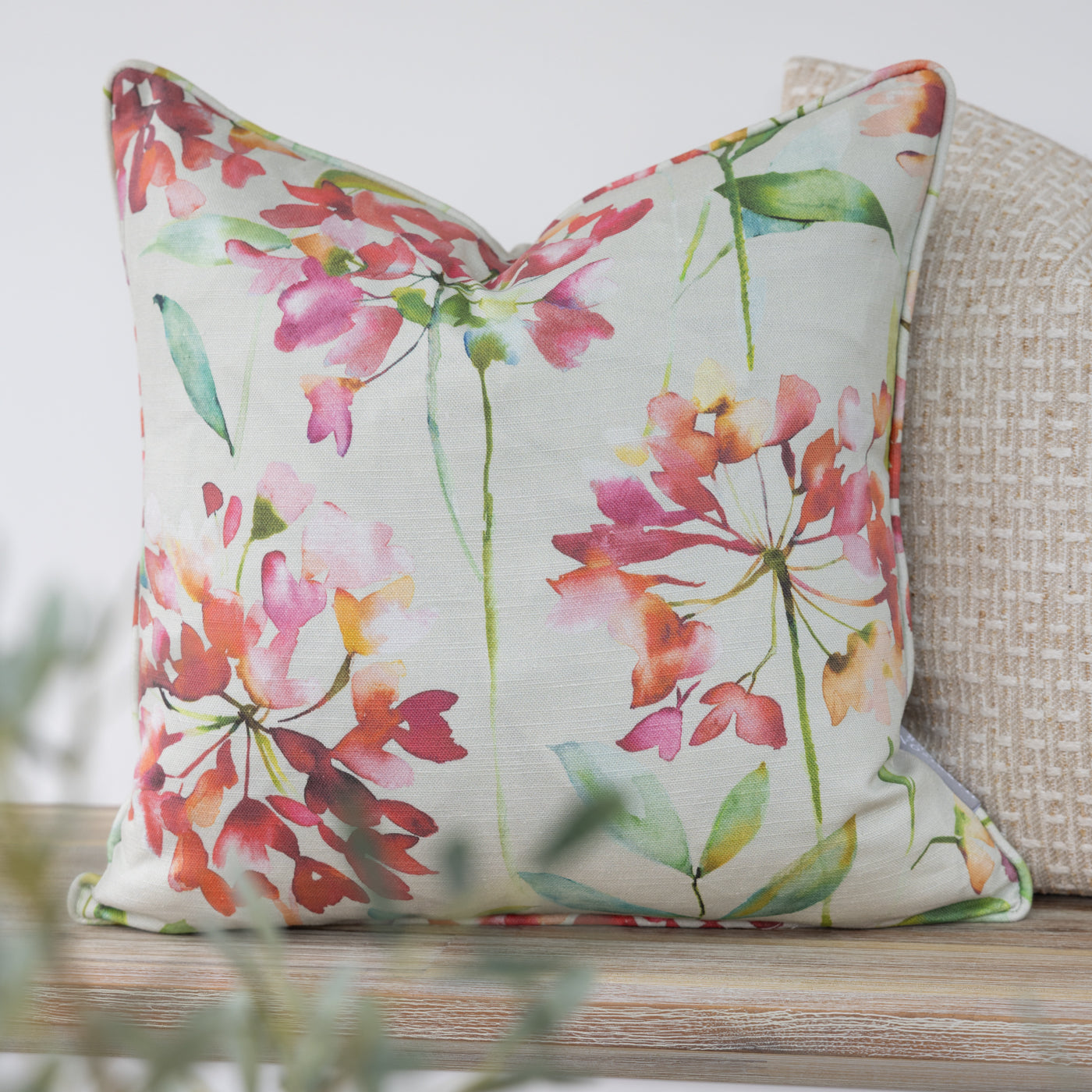 Clovelly Raspberry Hydrangea Floral Cushion Cover