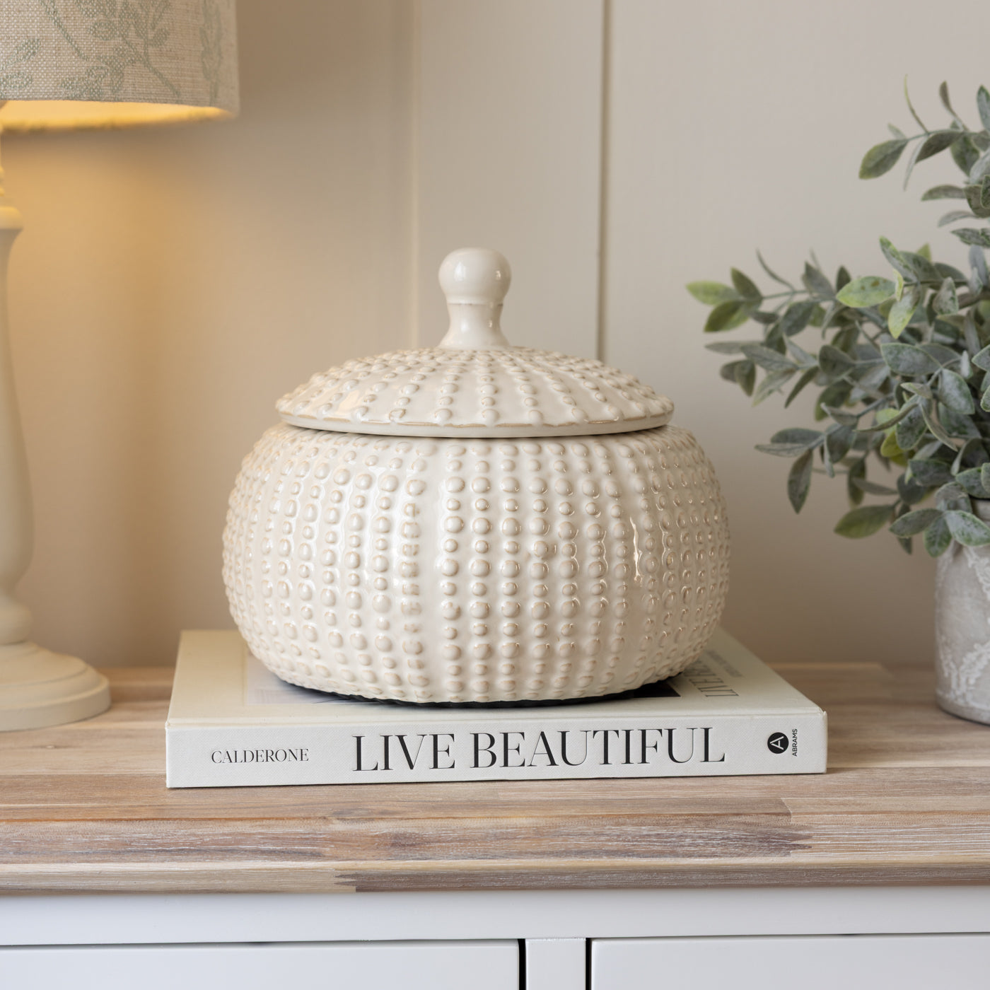 White Squat Jar with Lid - Large