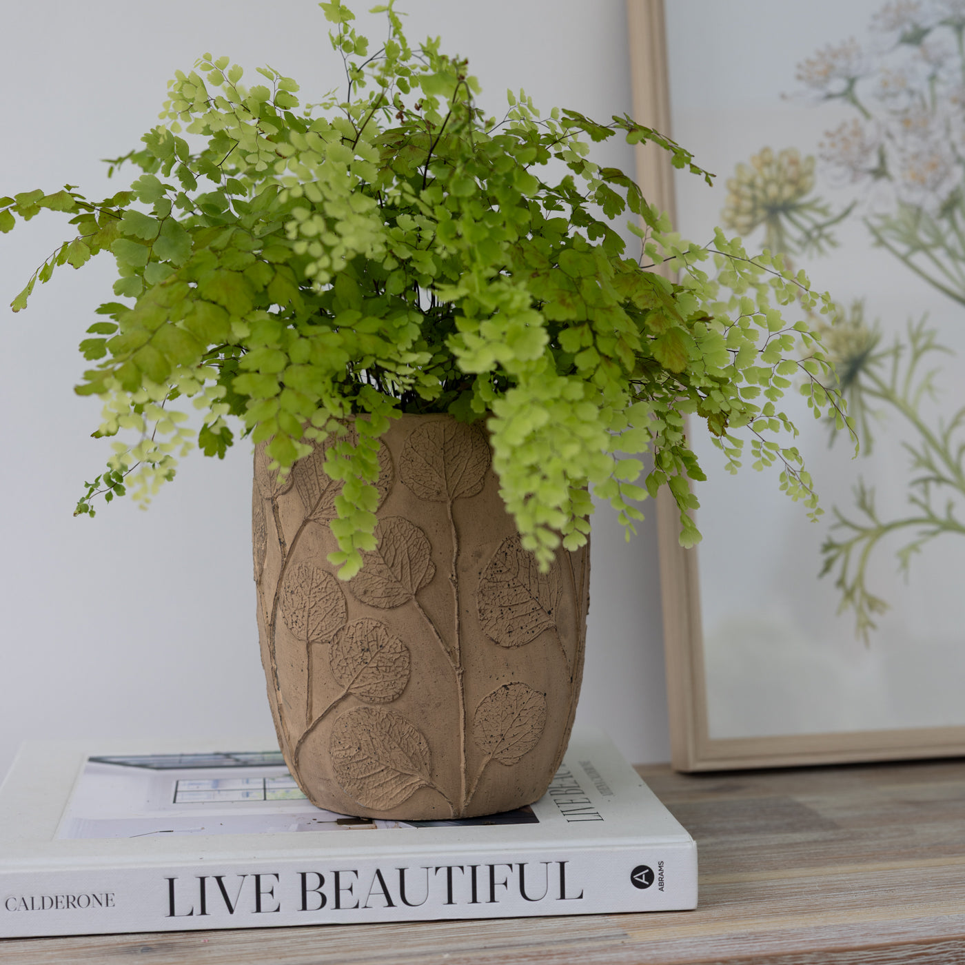 Danni Terracotta Leaf Embossed Vase