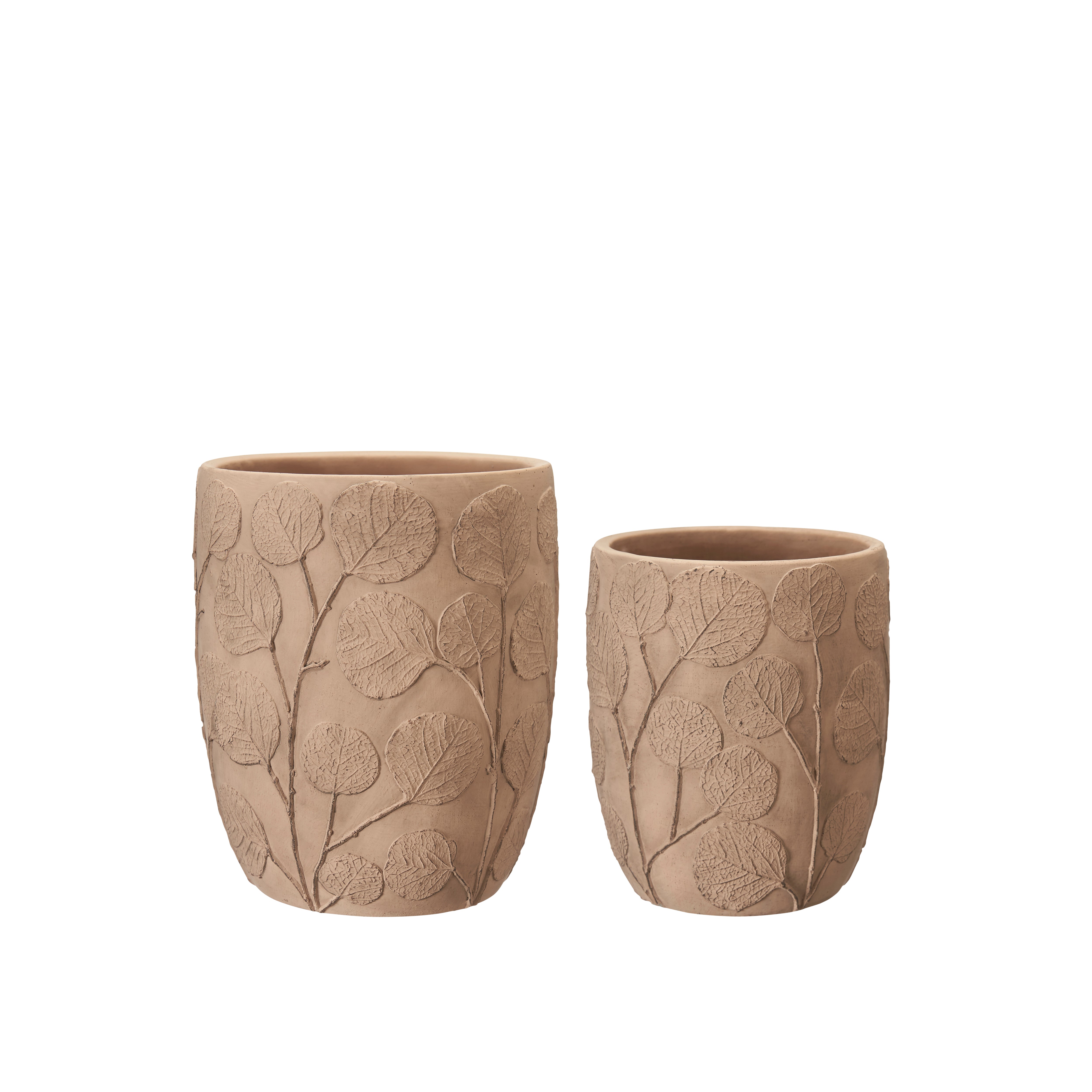 Danni Terracotta Leaf Embossed Vase