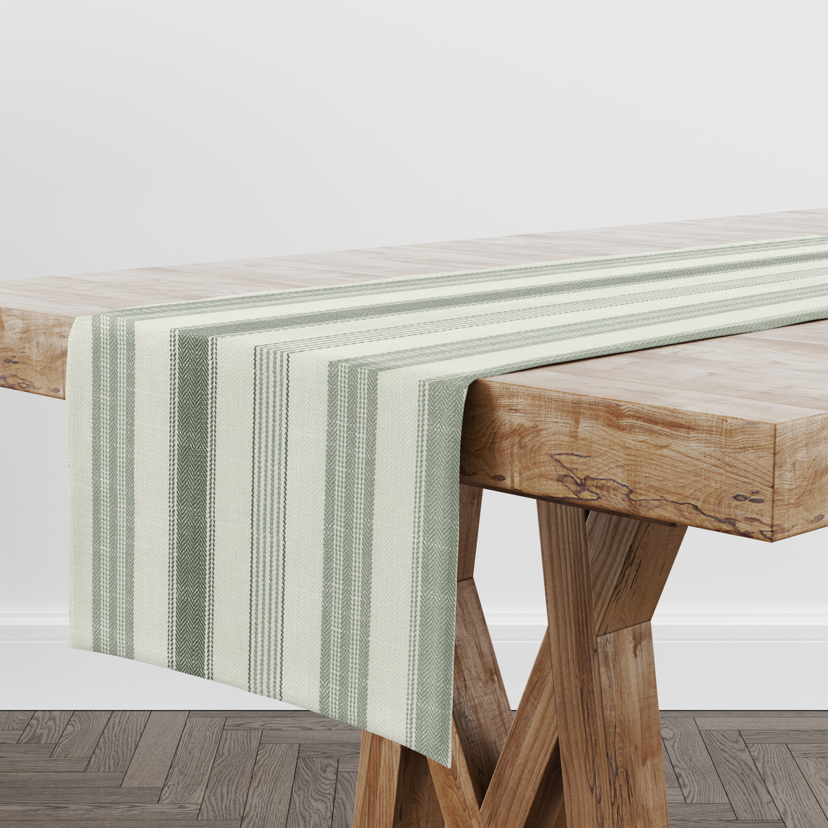 Darwin Ivy Dark Green Stripe Table Runner