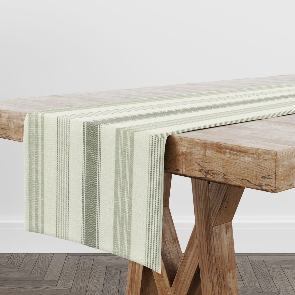 Darwin Lovage Green Stripe Table Runner