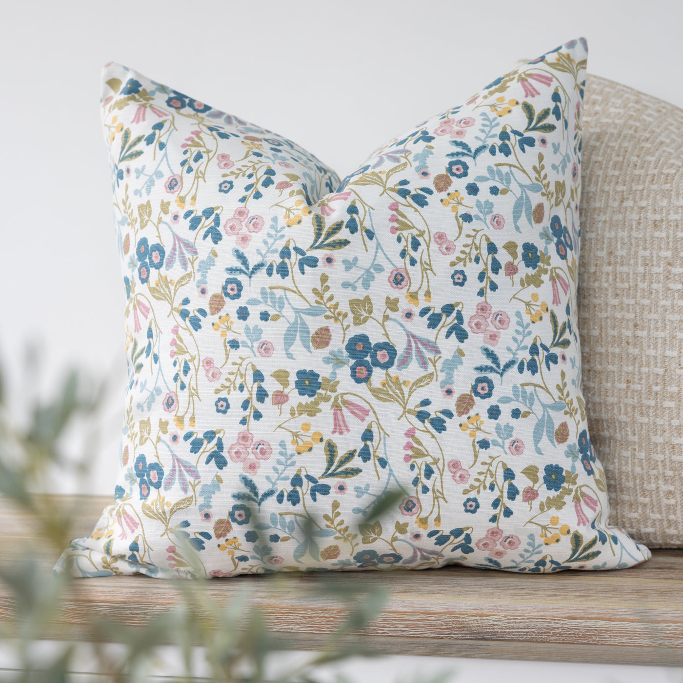 Pink & Blue Ditsy Floral Cushion Cover