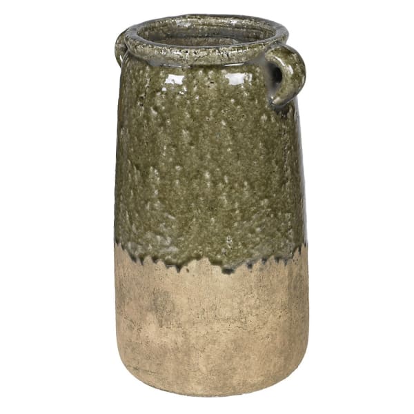Green & Stone Two-Tone Ceramic Vase