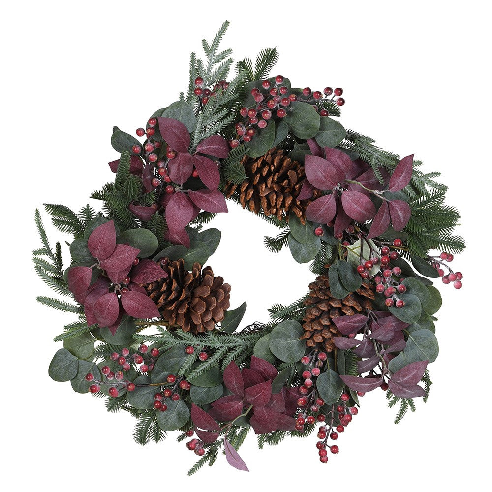 Winterberry Eucalyptus & Pine Cone Christmas Wreath
