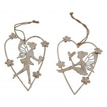 Wire Hanging Hearts with Angels