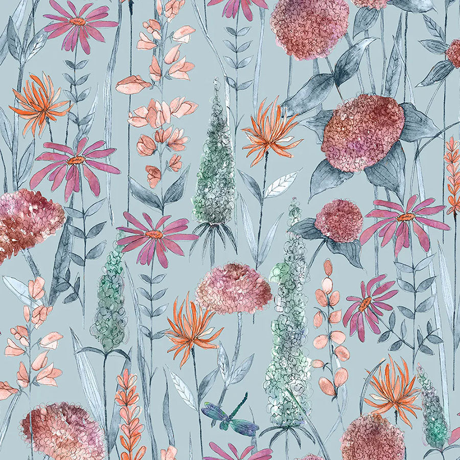 Florabunda Cornflower Curtains