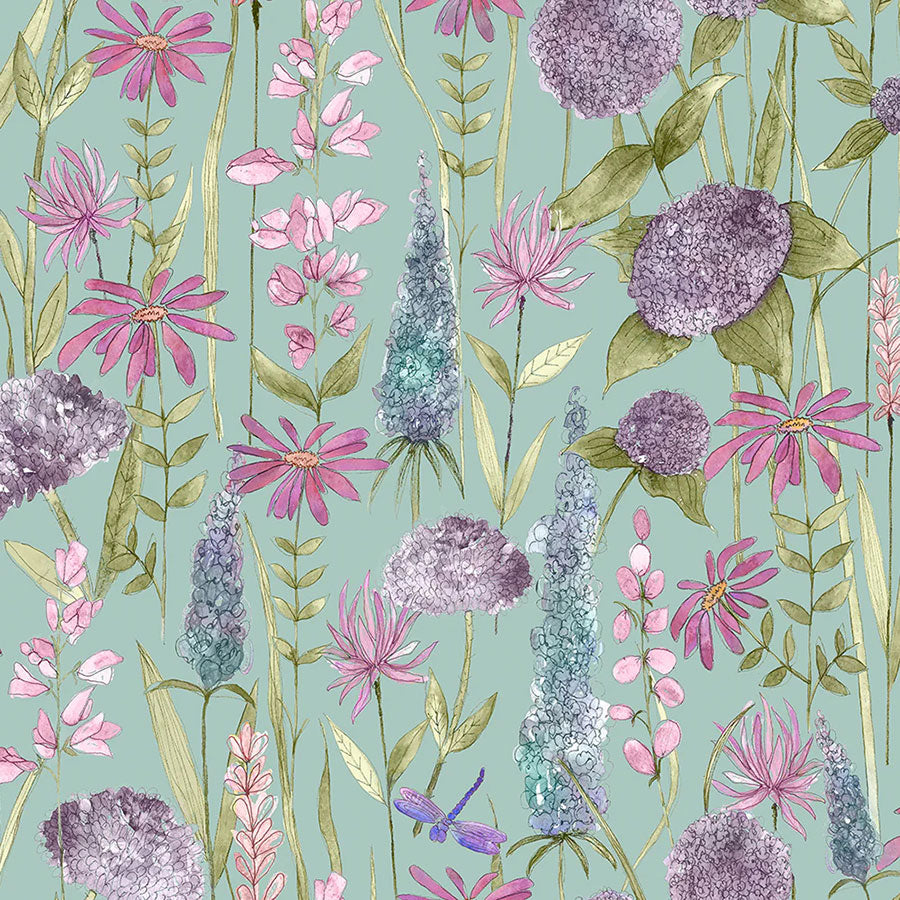 Florabunda Verde Linen Curtains
