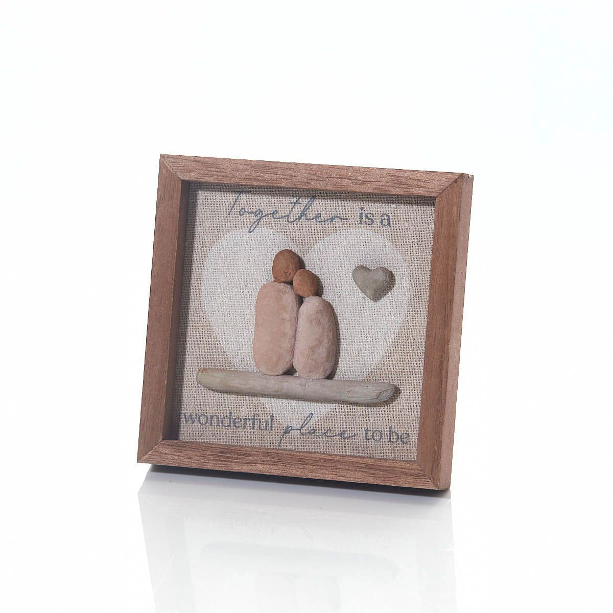 Family Together Resin Pebble Wood Easel Plaque