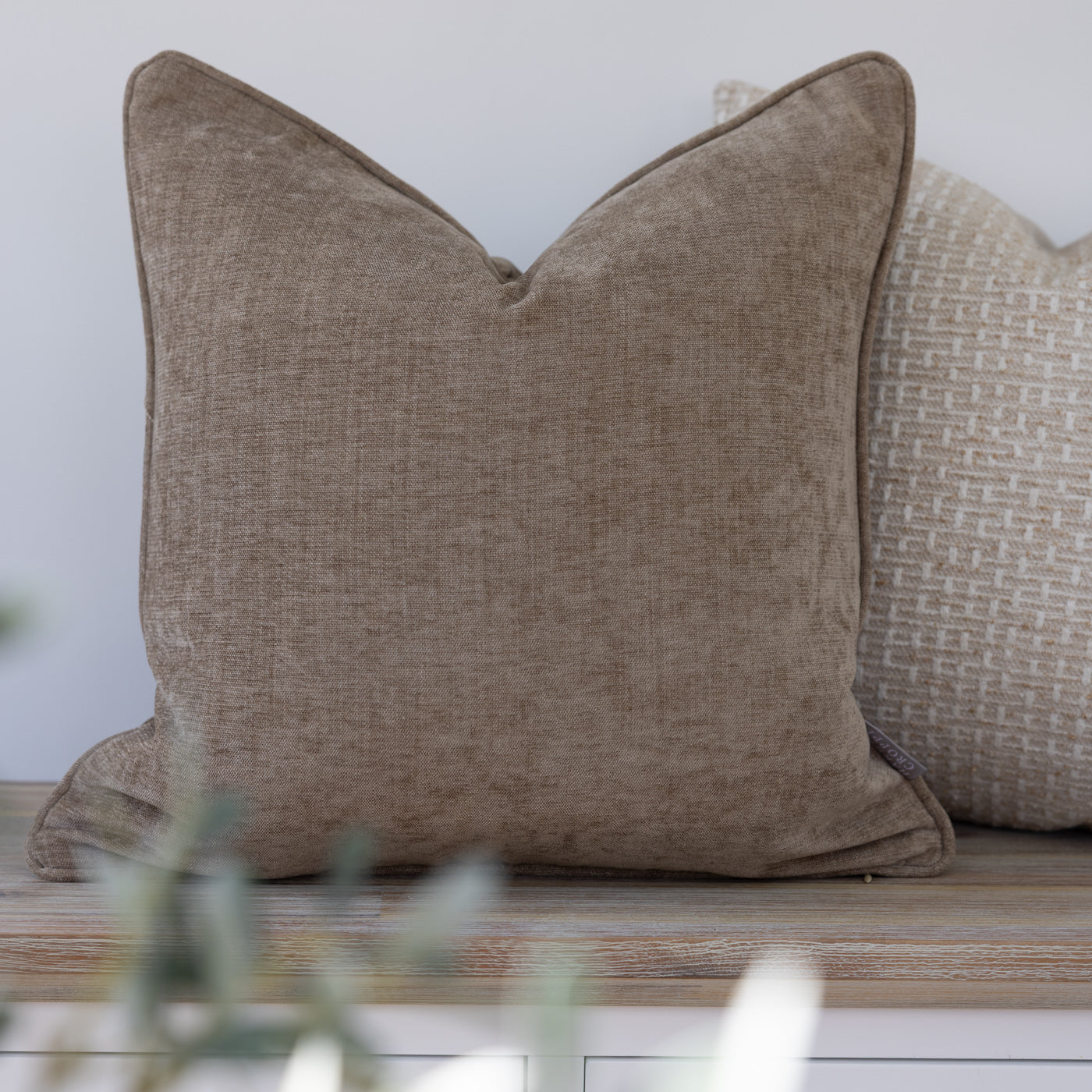 Fielding Hessian Beige Chenille Cushion