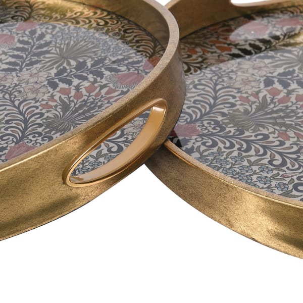 Floral Woodland Trays with Gold Edge