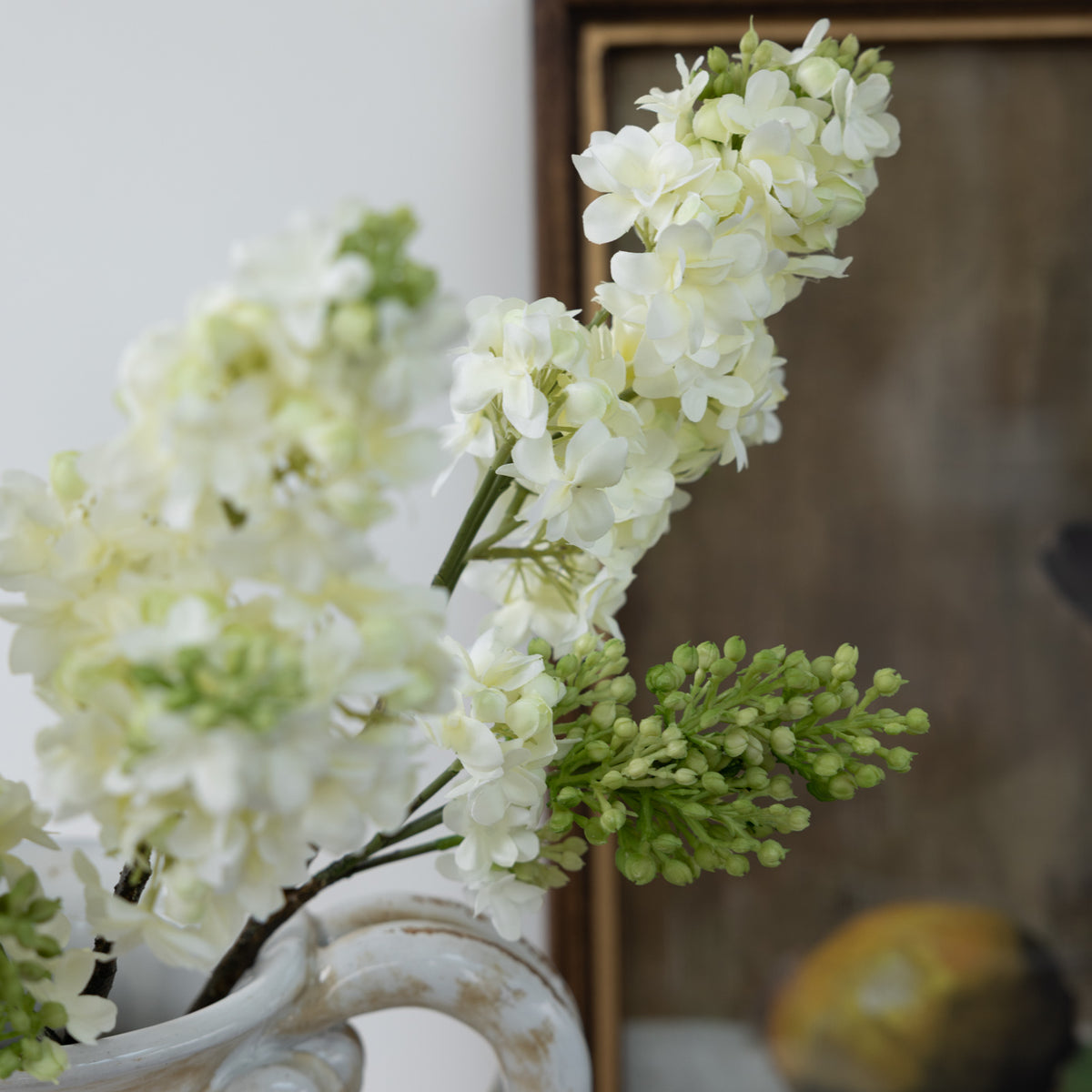 Faux White Lilac Stem