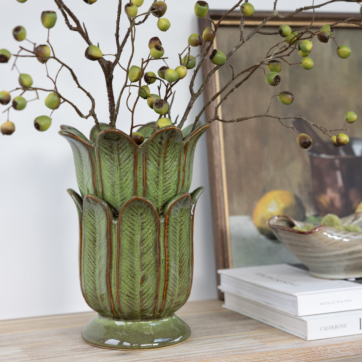 Green Eucalyptus Berry Faux Stem