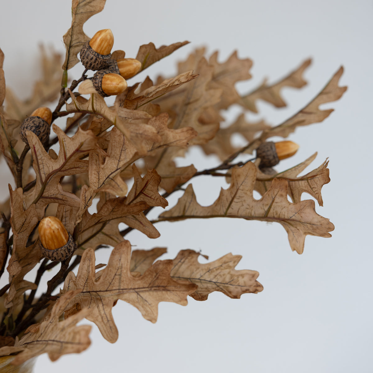 Faux Oak Leaves with Acorns Stem