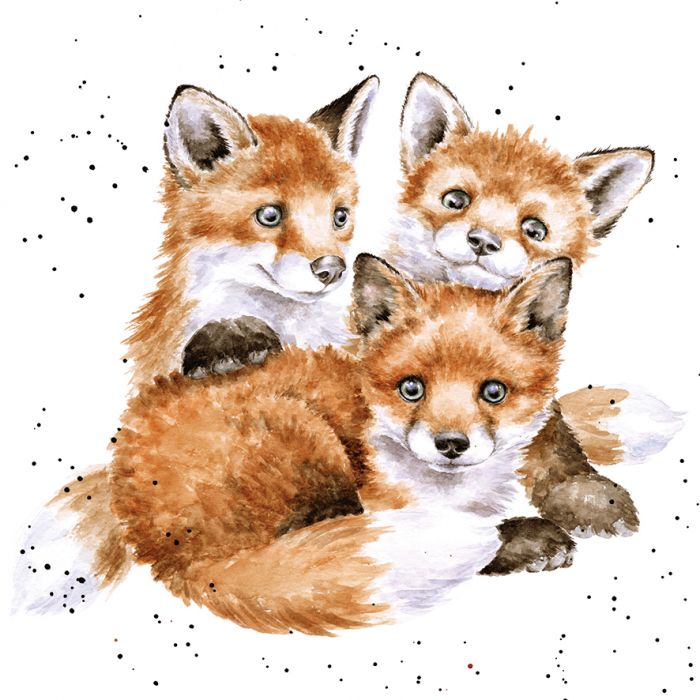 'Snug As A Cub' Fox Cub White Framed Card