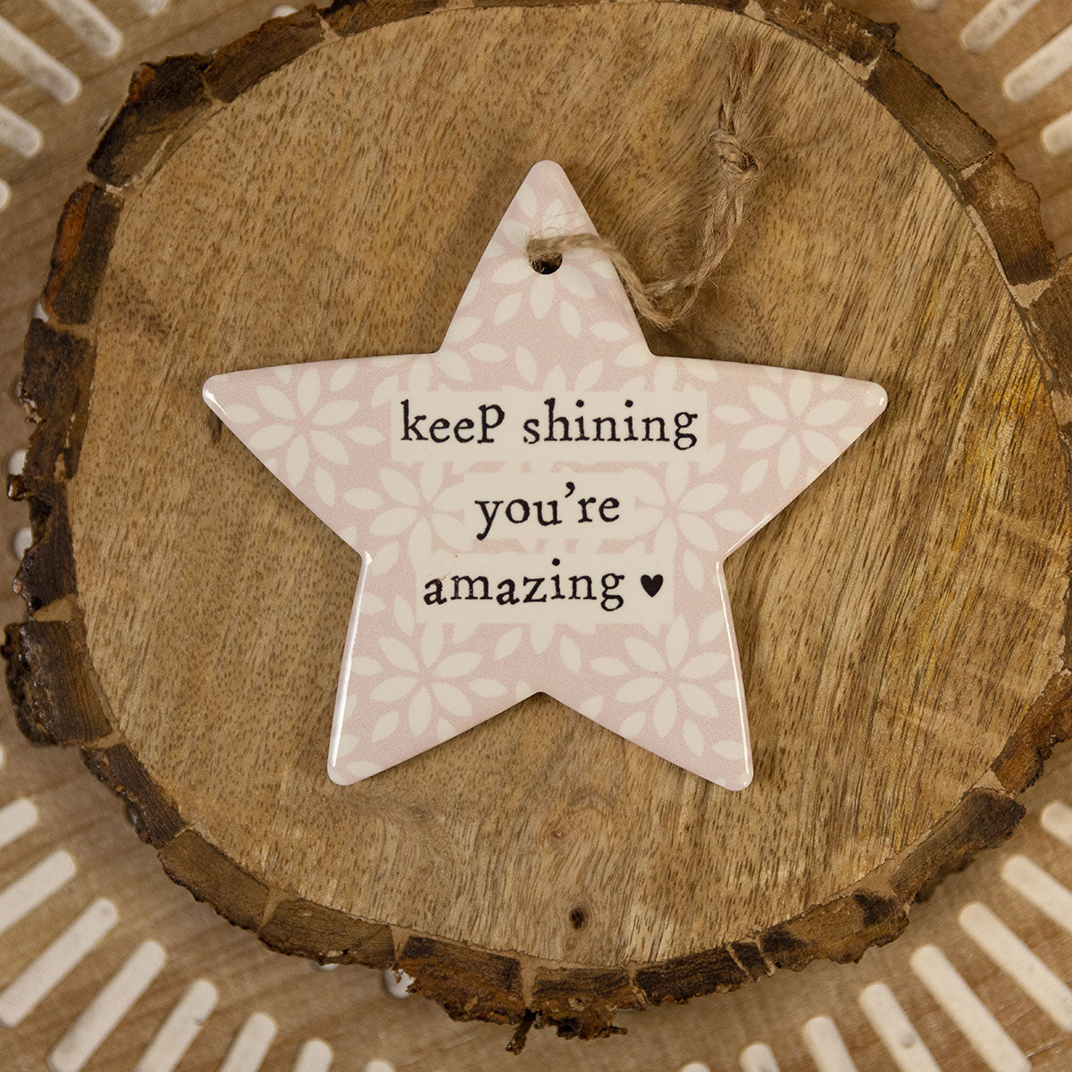 Friend White Floral Ceramic Star Hanger