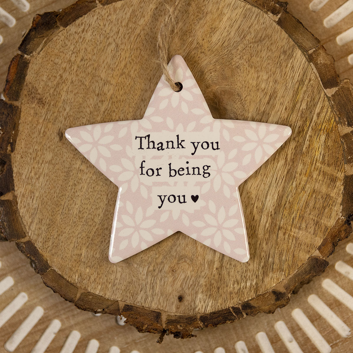 Friend White Floral Ceramic Star Hanger