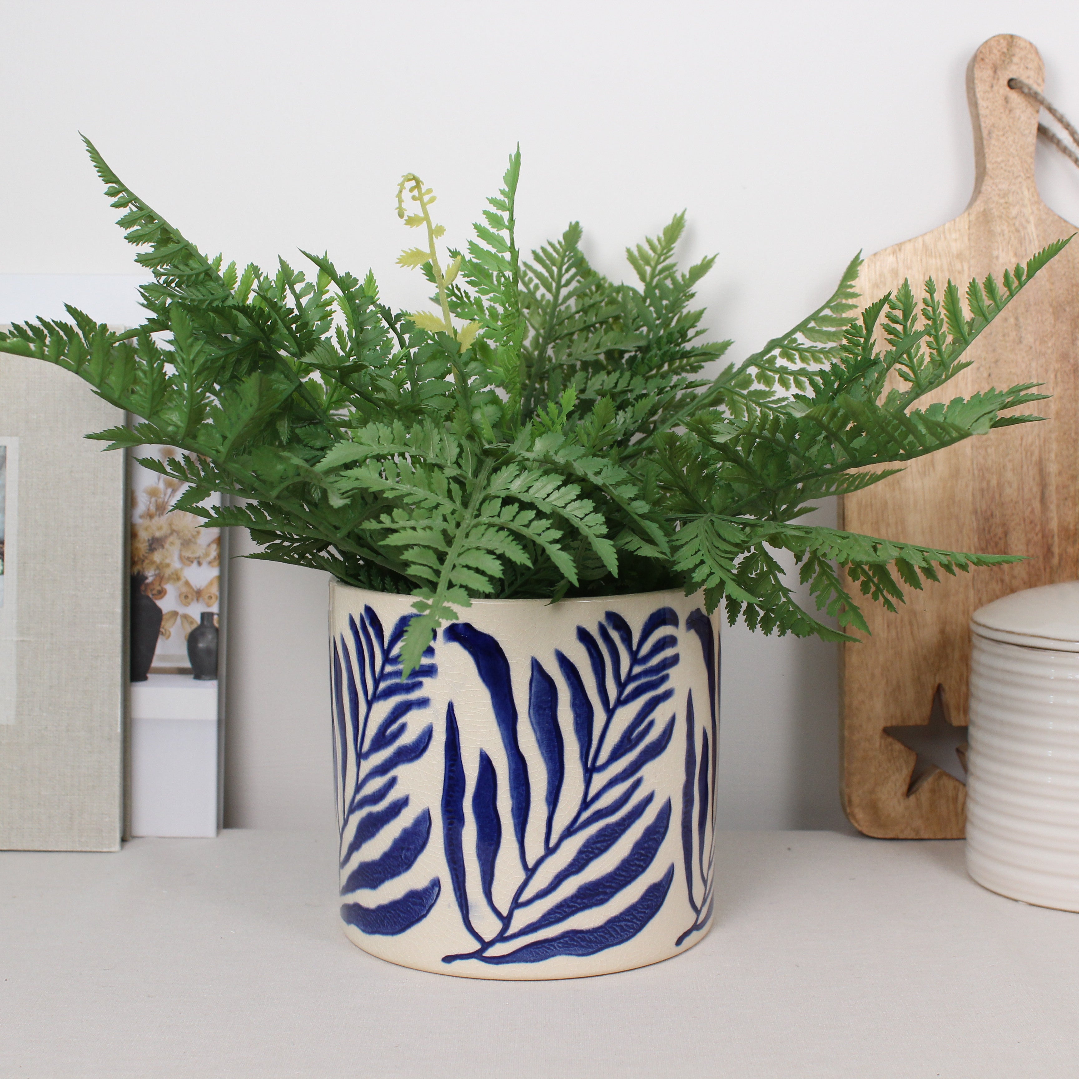 Navy Branch Pot Cover - Small
