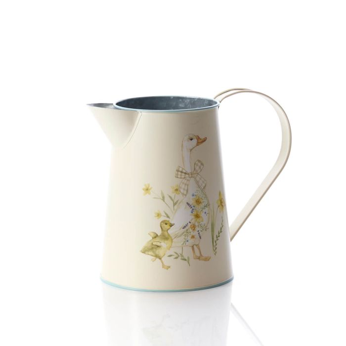 Geese With Flowers Metal Jug