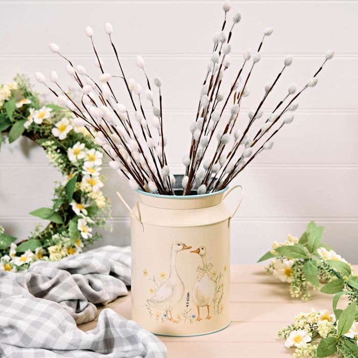 Geese With Flowers Metal Urn