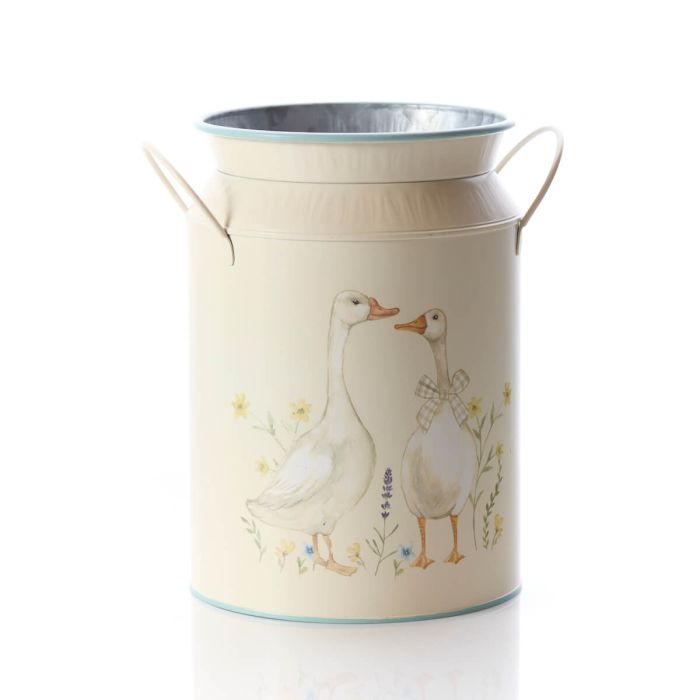 Geese With Flowers Metal Urn