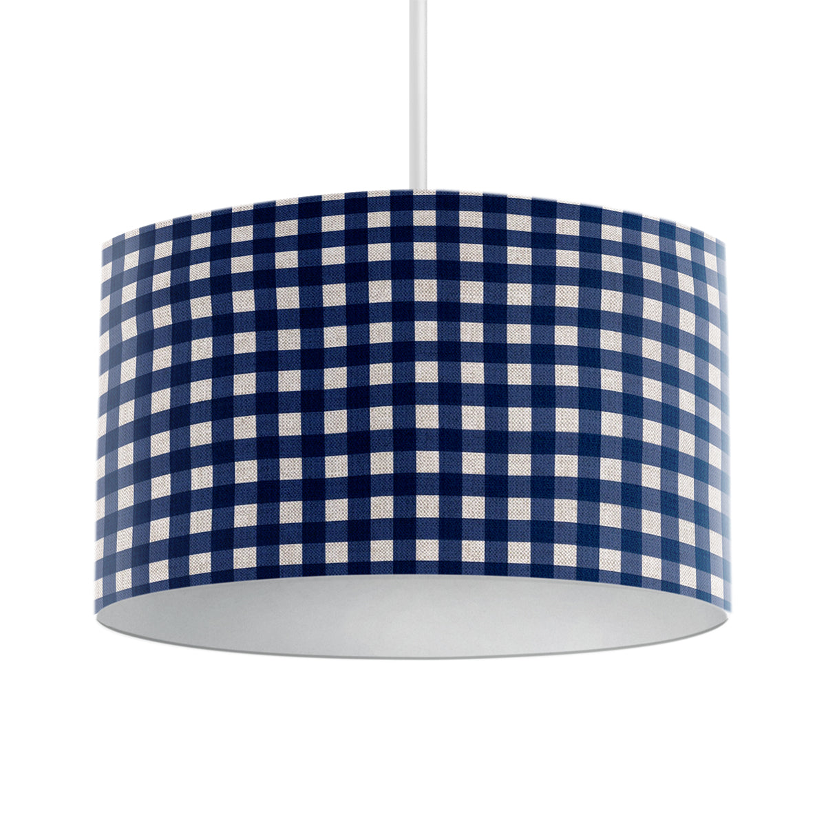 Hillcrest Navy Blue Gingham Drum Lampshade