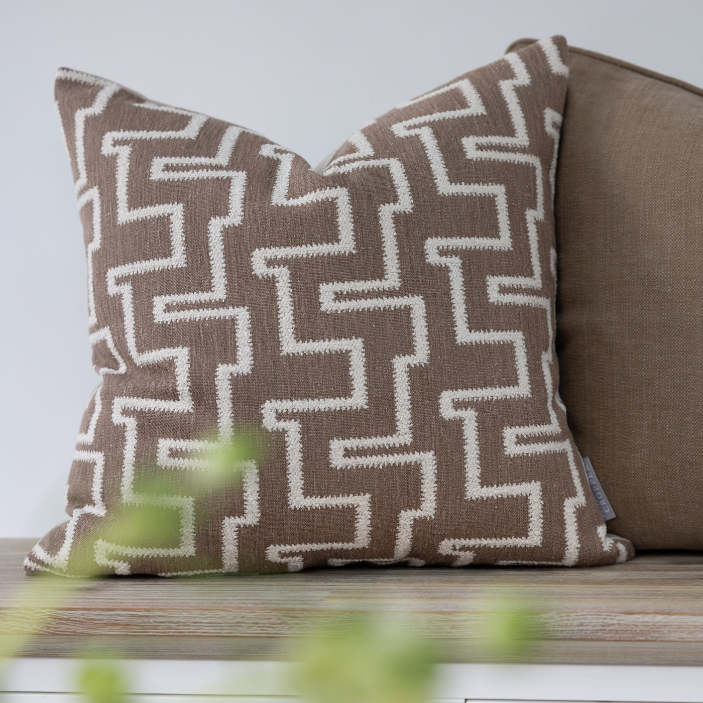 Grayson Butterscotch Geometric Embroidered Cushion