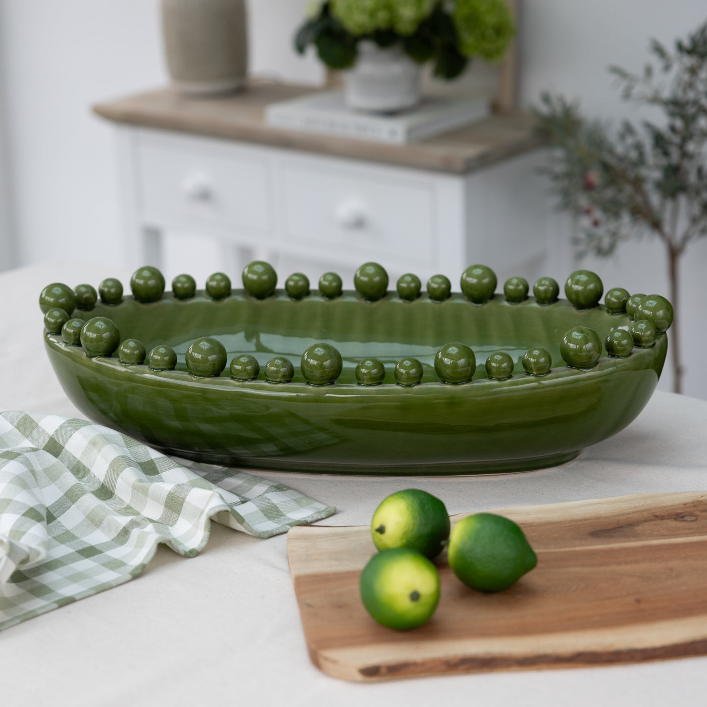 Green Ceramic Bobble Edged Decorative Bowl