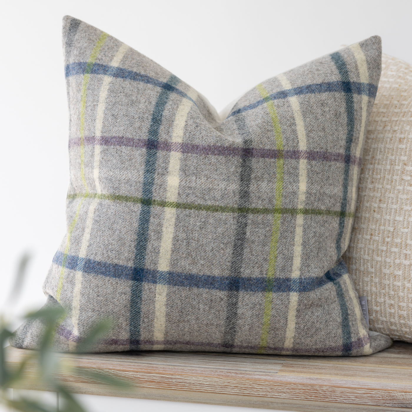 Grey Multicheck Wool Tartan Cushion Cover