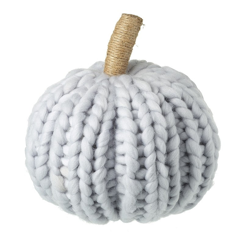 Large Light Grey Knitted Pumpkin