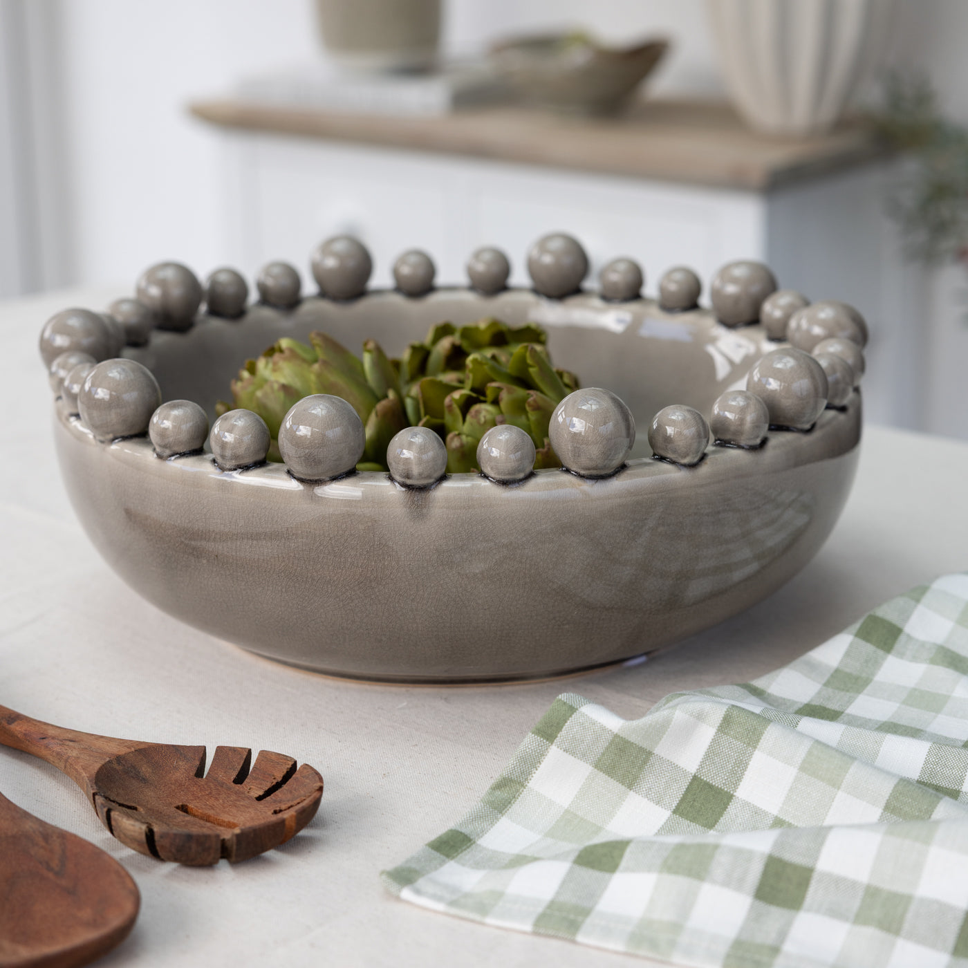 Bobble Edged Grey Decorative Bowl