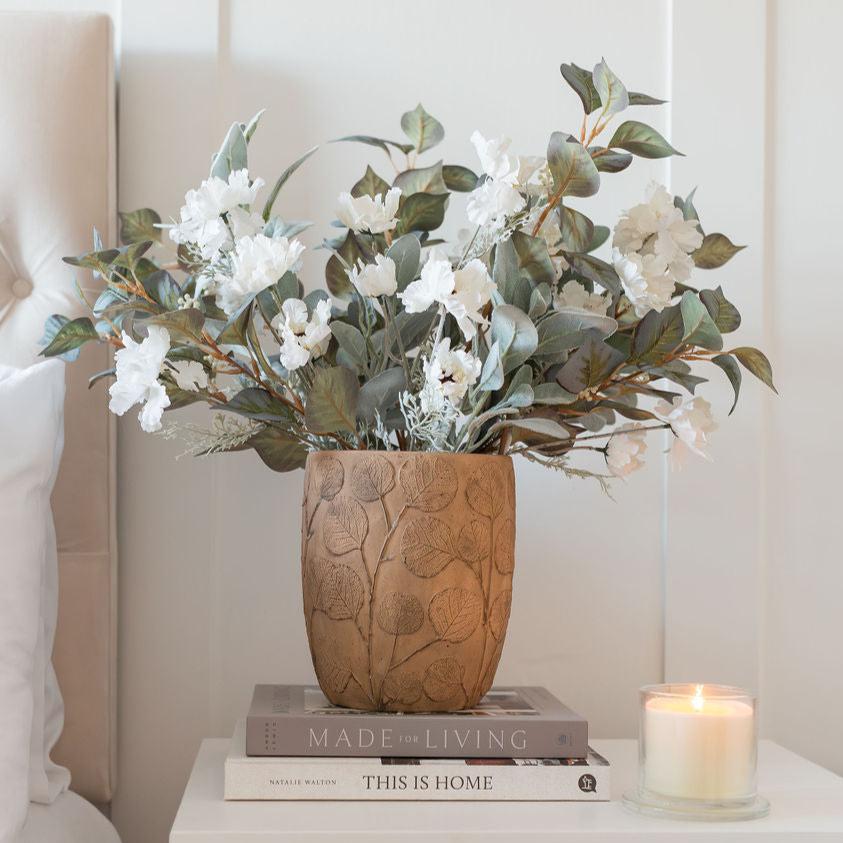 Danni Terracotta Leaf Embossed Vase