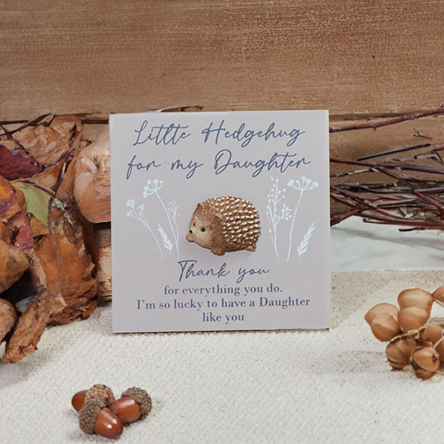 Hedgehog Family Taupe Wood & Resin Easel Plaque
