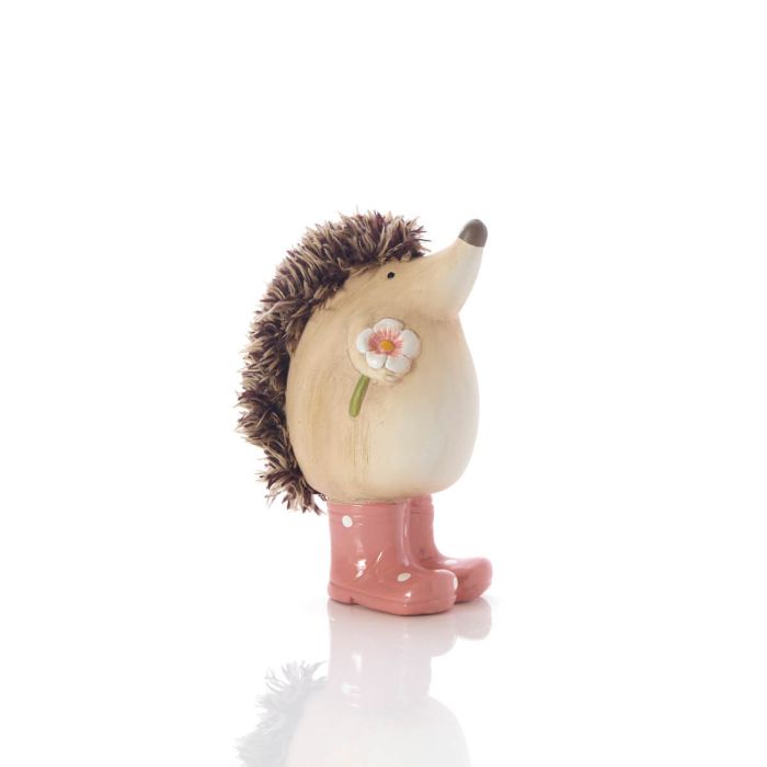 Hedgehog With Pink Spot Welly Boots Clay Ornament