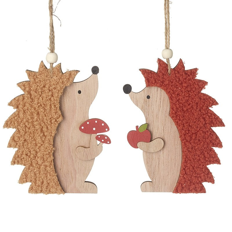 Hanging Wood & Fabric Hedgehogs