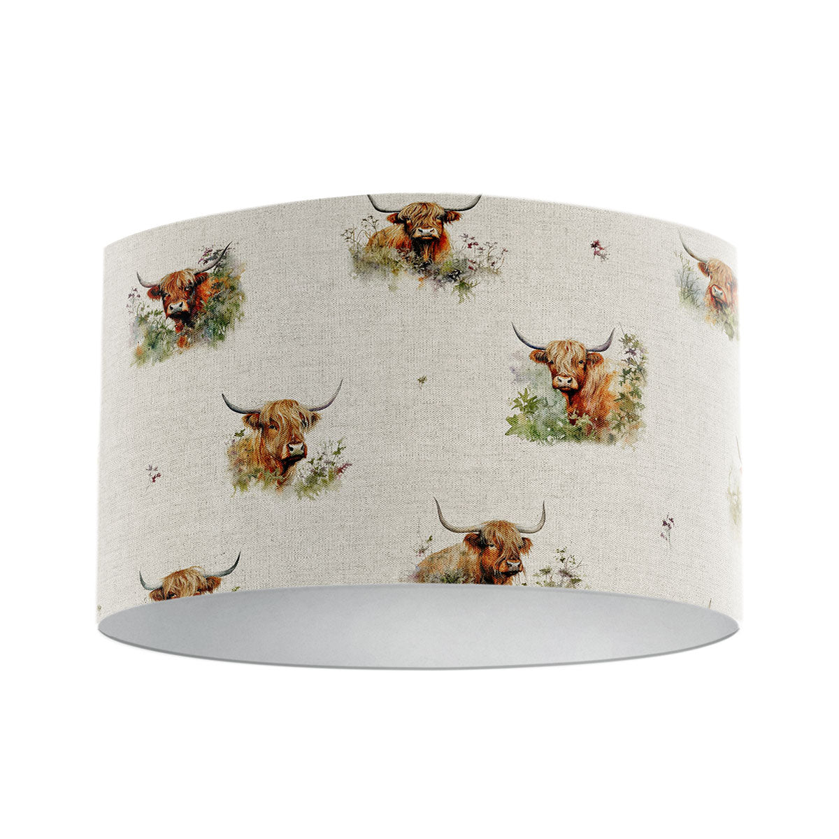 Highland Cows Beige Drum Lampshade