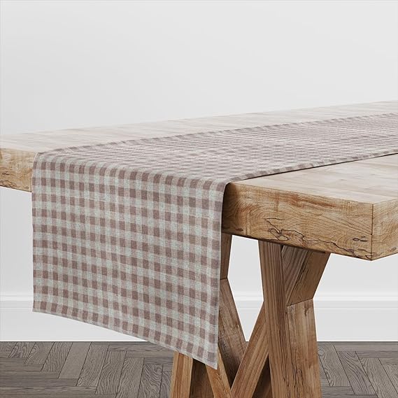 Hillcrest Gingham Fabric Table Runner (Blush)