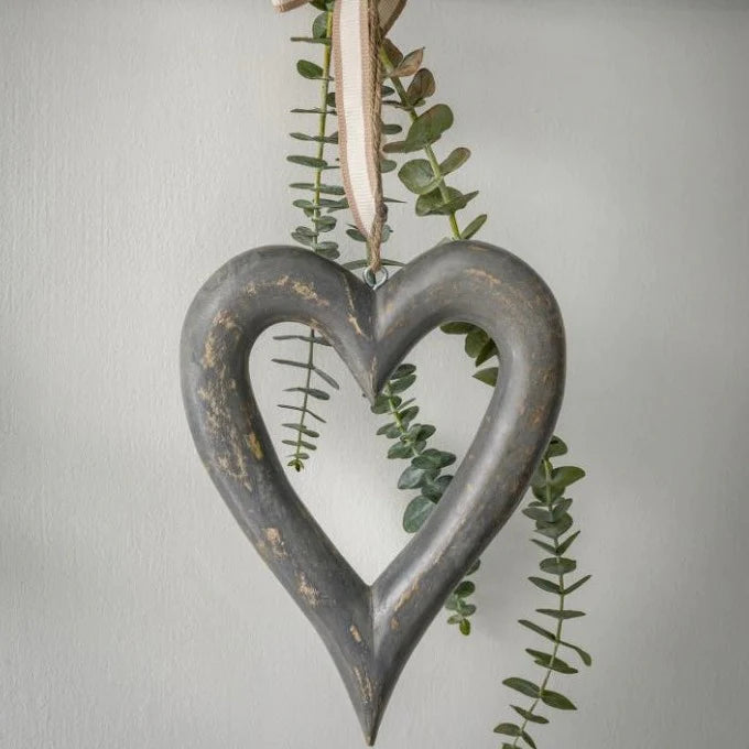 Grey Chubby Heart Hanging Decoration