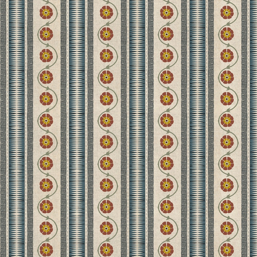 Indira Stripe Denim Cinnamon Curtains