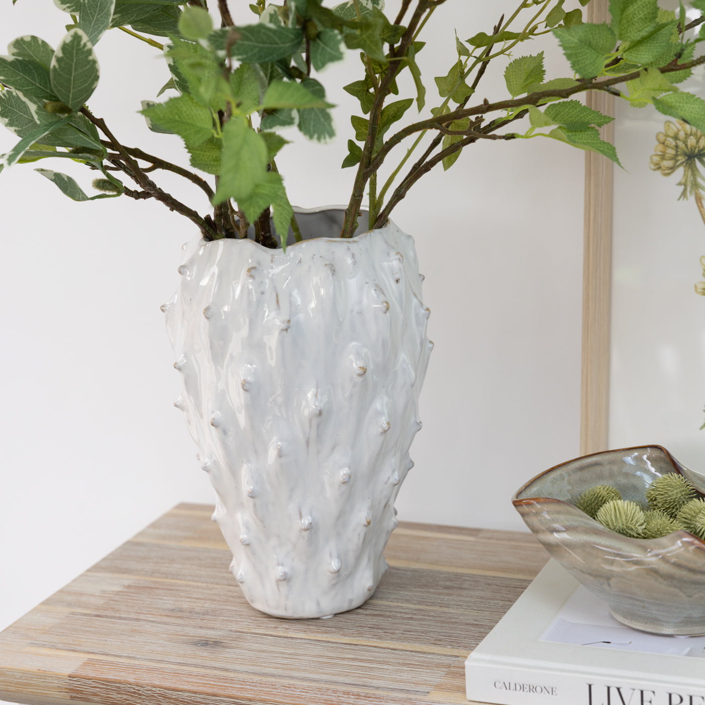 Large Jessa Off White Sculpted Vase
