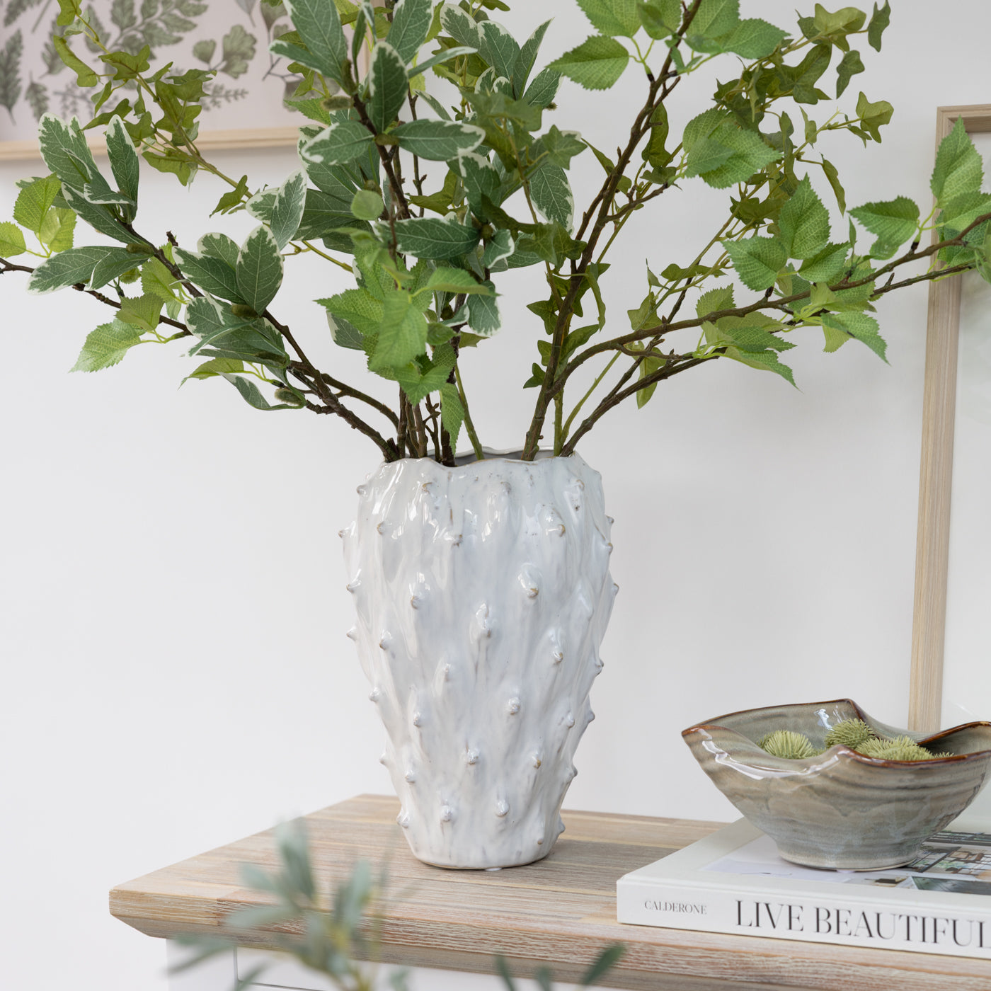 Large Jessa Off White Sculpted Vase
