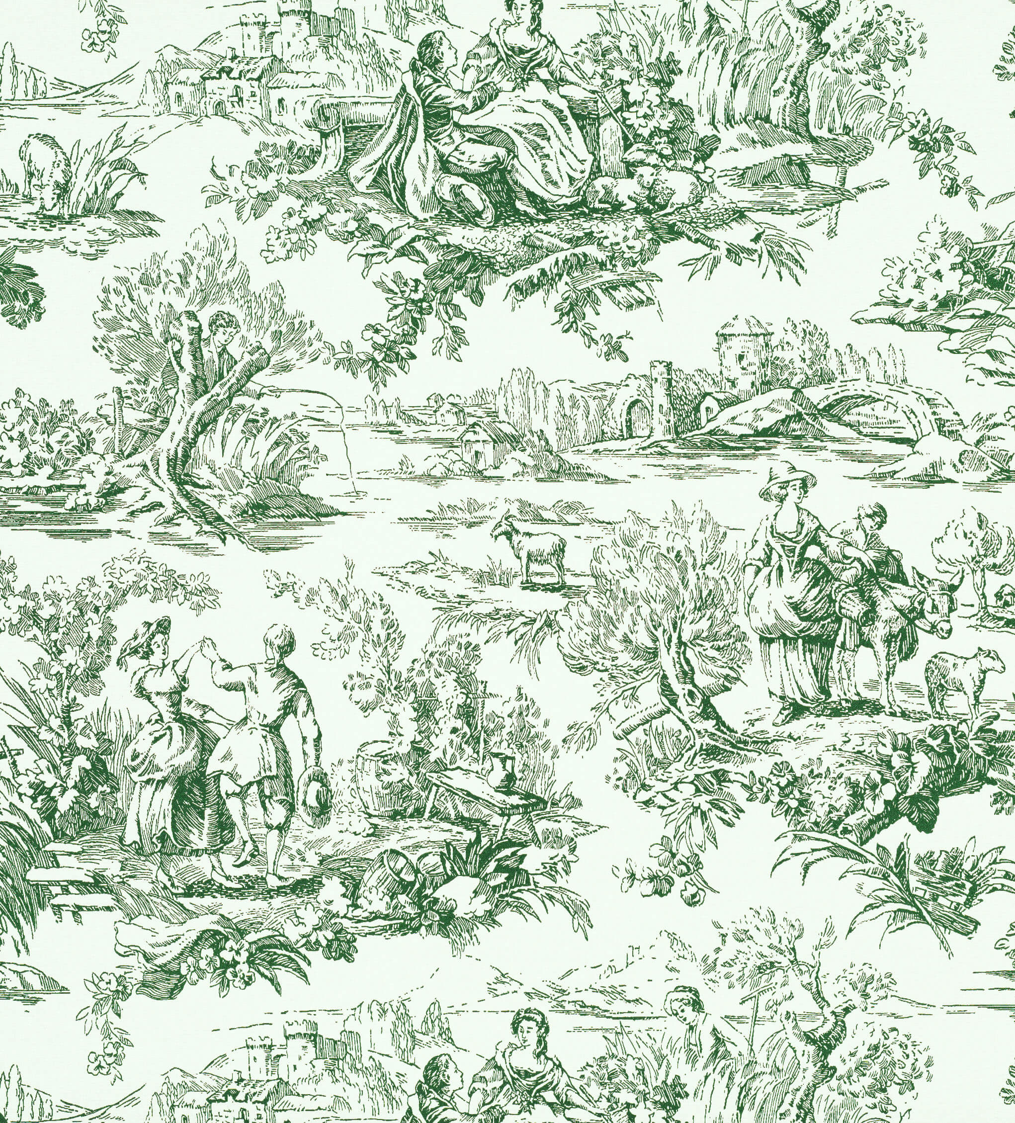 Little Greene Lovers' Toile Wallpaper - Puck