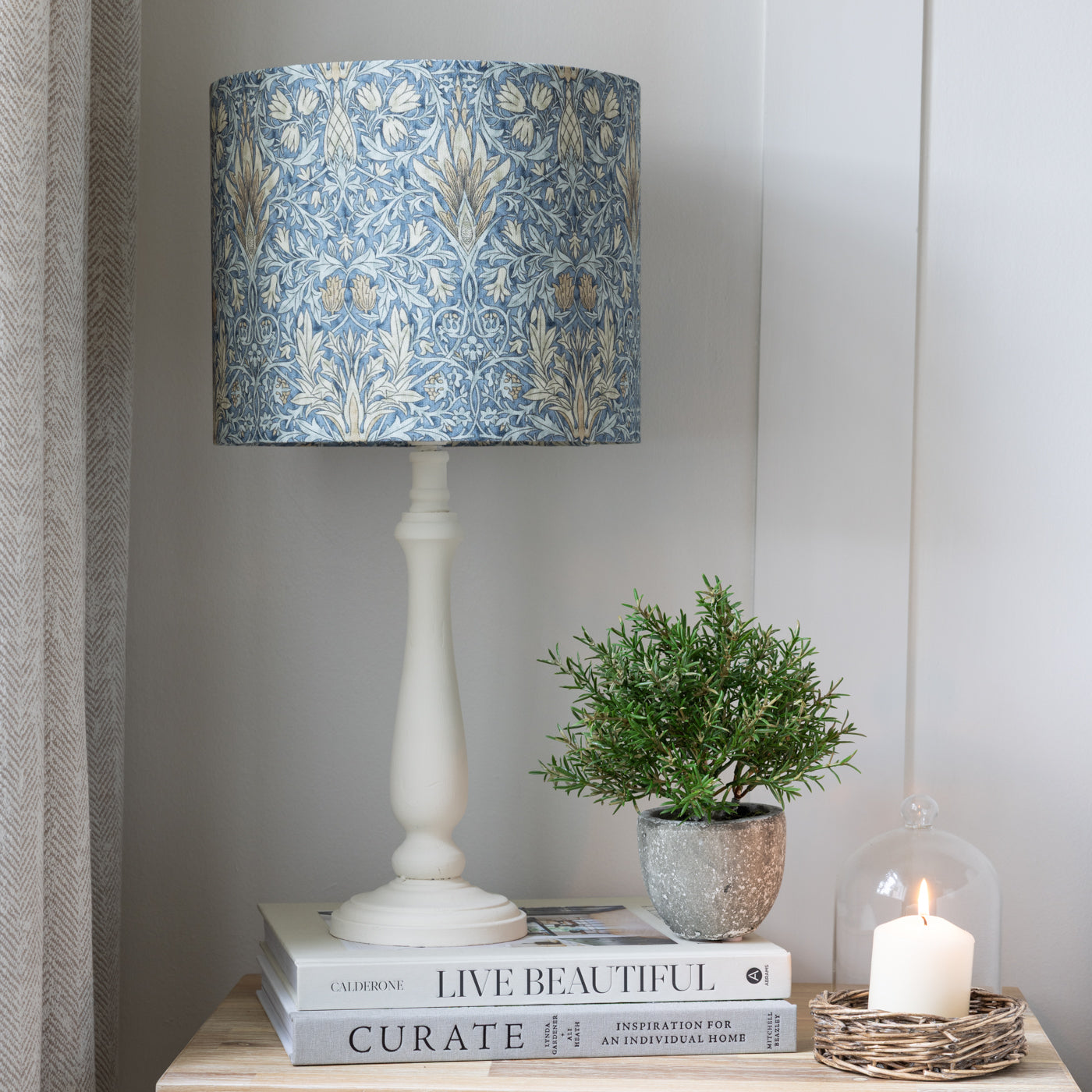 William Morris Snakeshead Denim Drum Lampshade