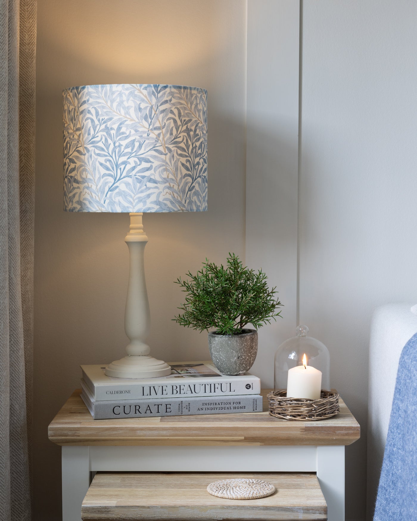 William Morris Willow Bough Azure Blue Drum Lampshade