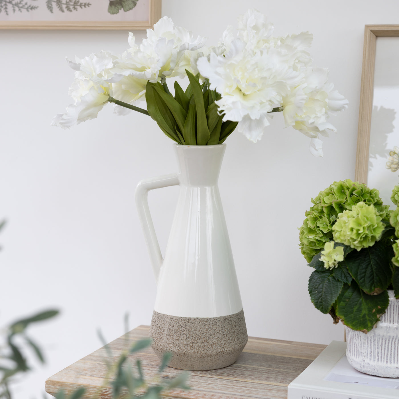 Tall Neutral Two Tone Jug Vase
